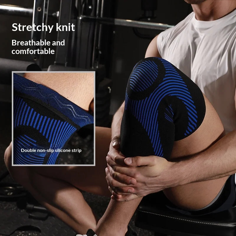 VBOSI 4777V 1Pc Knee Support 3D Knitted Breathable Compression Knee Brace for Running Cycling Basketball - M/Gray - 3