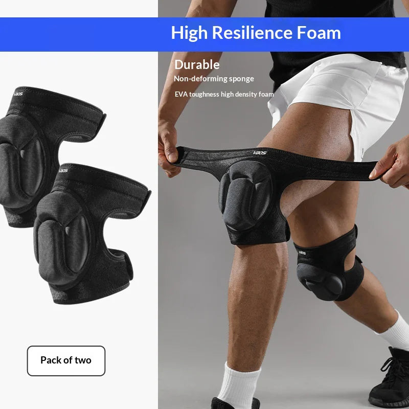 VBOSI 8538V 1 Pair 1.5cm Thick EVA Foam Knee Pads Professional Sports Knee Guard for Volleyball Basketball Dance - M/Black - 2