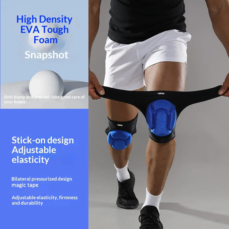 VBOSI 8538V 1 Pair 1.5cm Thick EVA Foam Knee Pads Professional Sports Knee Guard for Volleyball Basketball Dance - M/Black - 4