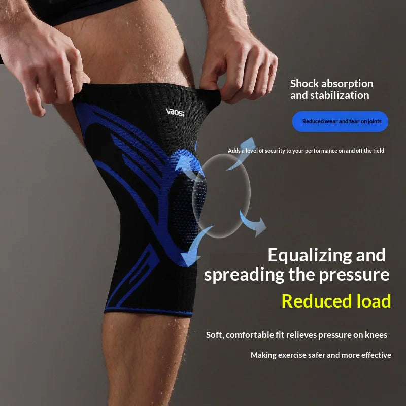 VBOSI 8777V 1Pc Sports Knee Brace Breathable Compression Non-slip Knee Support for Basketball Cycling Fitness - M/Black+Gray - 2