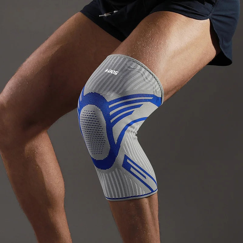 VBOSI 8777V 1Pc Sports Knee Brace Breathable Compression Non-slip Knee Support for Basketball Cycling Fitness - M/Black+Gray - 4