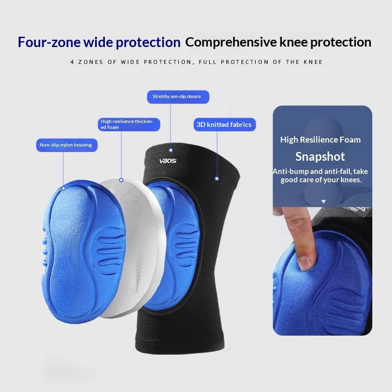 VBOSI 8877V 1 Pair Knee Pads 1.5cm Thick Foam Shockproof Sports Protective Gear for Cycling Yoga Volleyball - M|Black (Pair) - 4