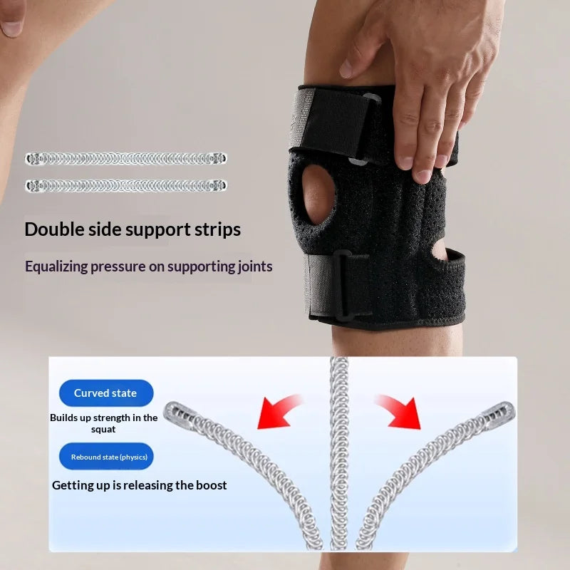 VBOSI 4238V 1Pc Knee Brace Professional Sports Knee Support Built-in 4 Springs Knee Pad for Running Cycling Basketball - L/Black - 3