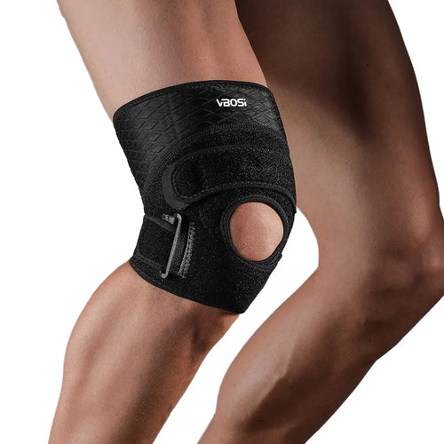 VBOSI 0138V 1Pc Sport Knee Brace Compression Knee Support with Patella Stabilizer for Basketball Football Cycling - Black - 1