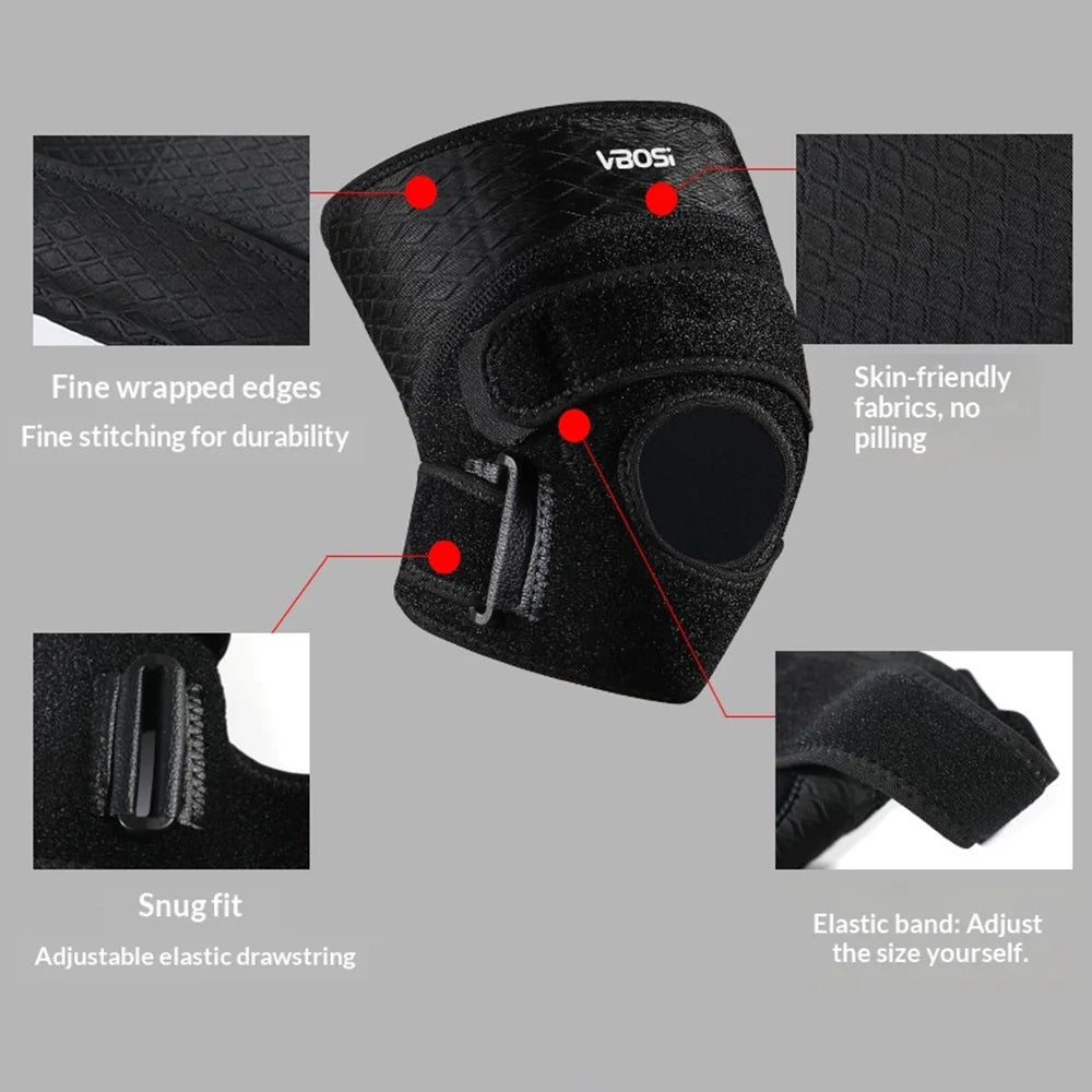 VBOSI 0138V 1Pc Sport Knee Brace Compression Knee Support with Patella Stabilizer for Basketball Football Cycling - Black - 6