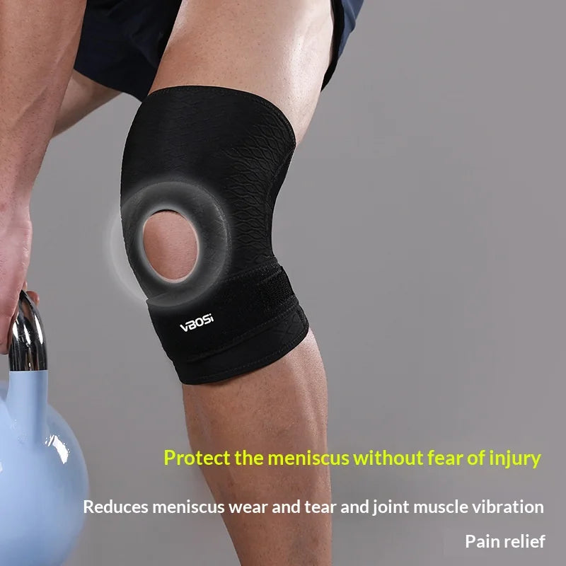 VBOSI 1138V 1Pc Sports Knee Pad Shock Absorption Meniscus Protection Knee Brace for Basketball Running Cycling - Black - 3