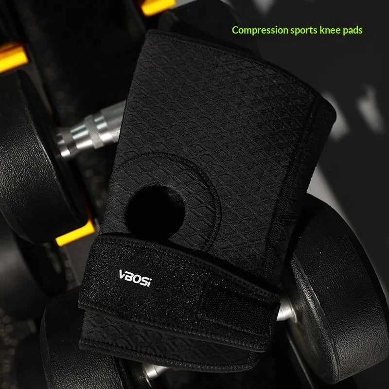 VBOSI 1138V 1Pc Sports Knee Pad Shock Absorption Meniscus Protection Knee Brace for Basketball Running Cycling - Black - 4