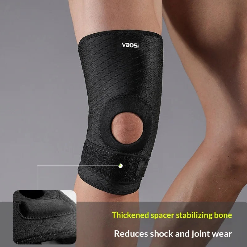 VBOSI 1138V 1Pc Sports Knee Pad Shock Absorption Meniscus Protection Knee Brace for Basketball Running Cycling - Black - 5