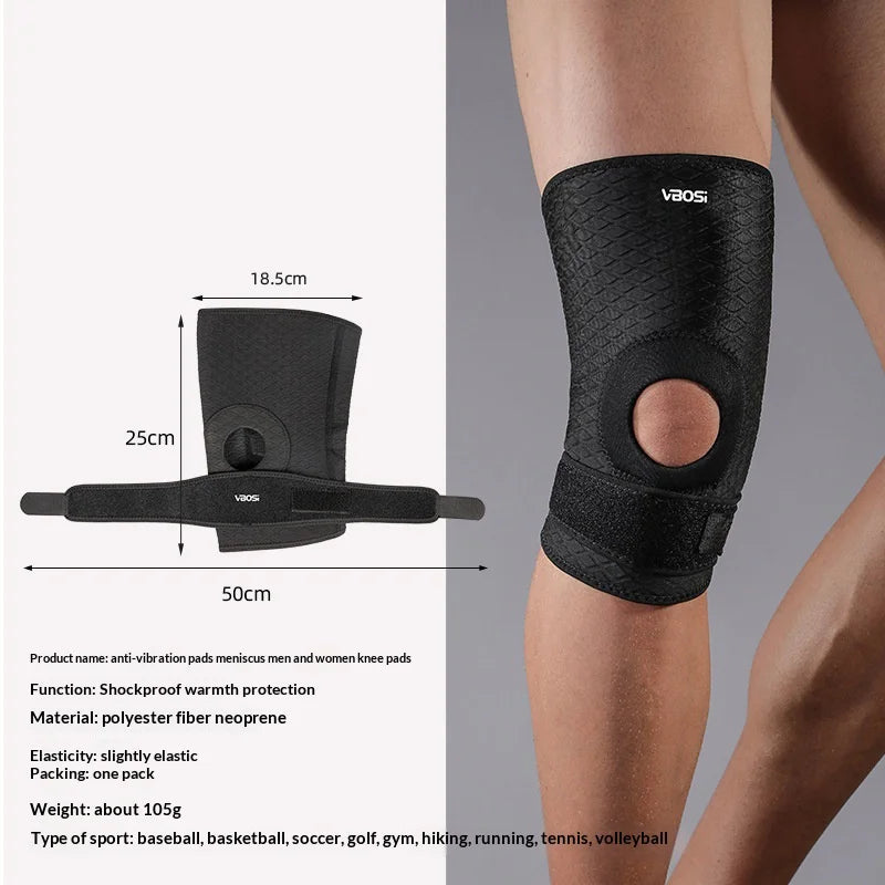 VBOSI 1138V 1Pc Sports Knee Pad Shock Absorption Meniscus Protection Knee Brace for Basketball Running Cycling - Black - 6