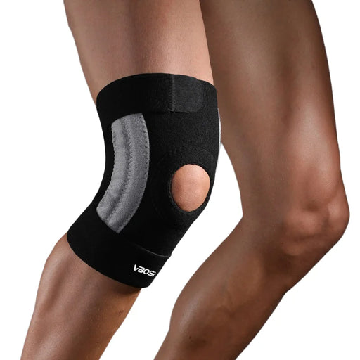 VBOSI 3038V 1Pc Knee Brace Spring Support Adjustable Compression Knee Pad for Basketball Running Hiking - Black - 1