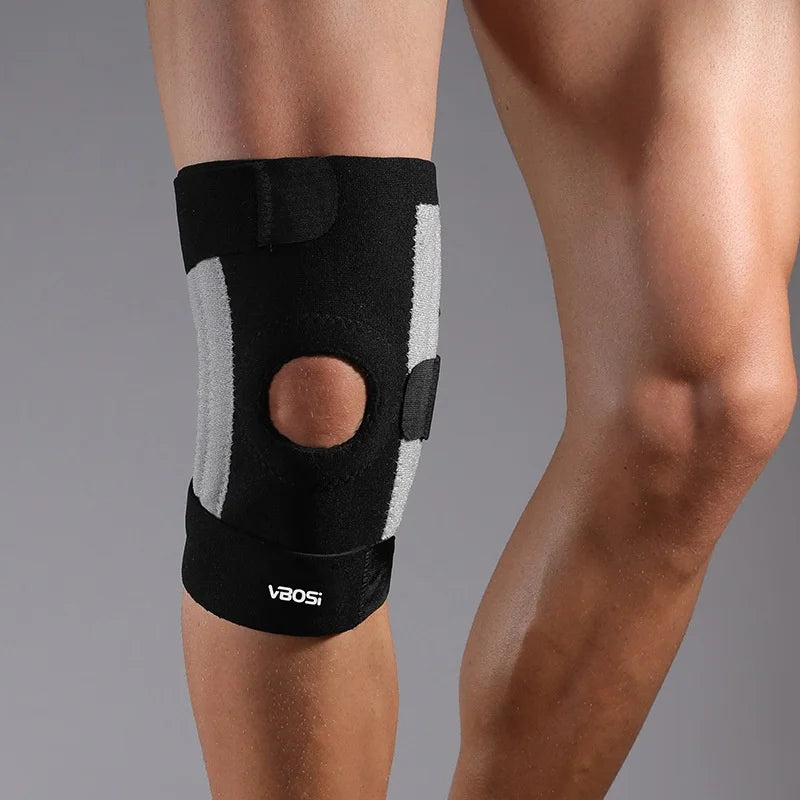 VBOSI 3038V 1Pc Knee Brace Spring Support Adjustable Compression Knee Pad for Basketball Running Hiking - Black - 4