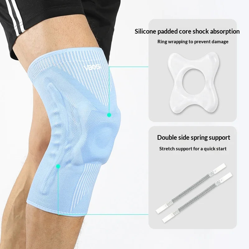 VBOSI 6677V 1Pc 3D Knitted Knee Pad Compression Knee Support with Silicone Gel Pad for Running Basketball Cycling - S/Dark Gray - 3