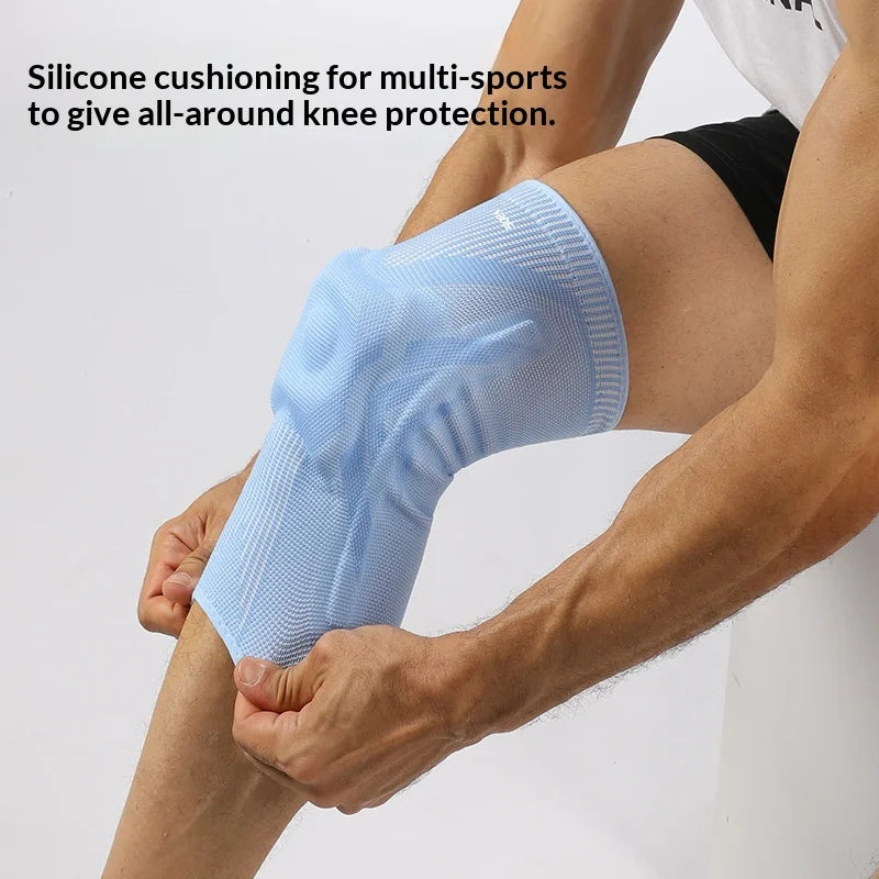 VBOSI 6677V 1Pc 3D Knitted Knee Pad Compression Knee Support with Silicone Gel Pad for Running Basketball Cycling - S/Dark Gray - 5
