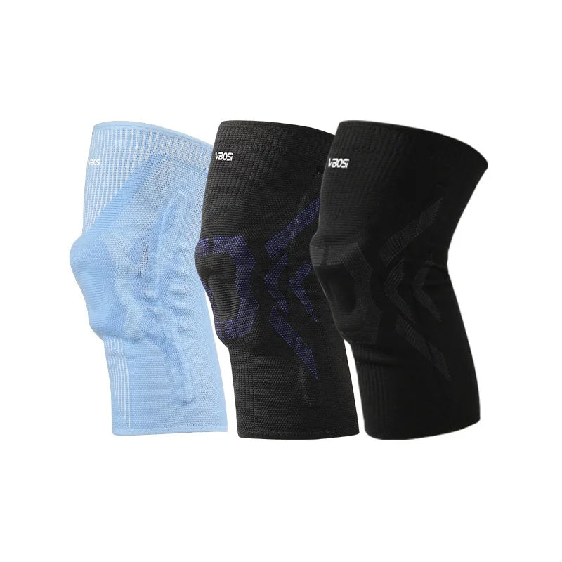 VBOSI 6677V 1Pc 3D Knitted Knee Pad Compression Knee Support with Silicone Gel Pad for Running Basketball Cycling - S/Dark Gray - 7