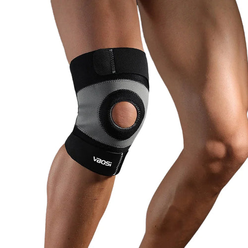 VBOSI 8138V 1Pc Sports Knee Support Neoprene Adjustable Magic Tape Compression Knee Brace for Basketball Football - One Size/Black - 1