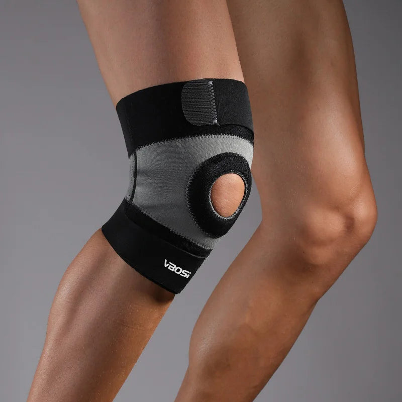 VBOSI 8138V 1Pc Sports Knee Support Neoprene Adjustable Magic Tape Compression Knee Brace for Basketball Football - One Size/Black - 3