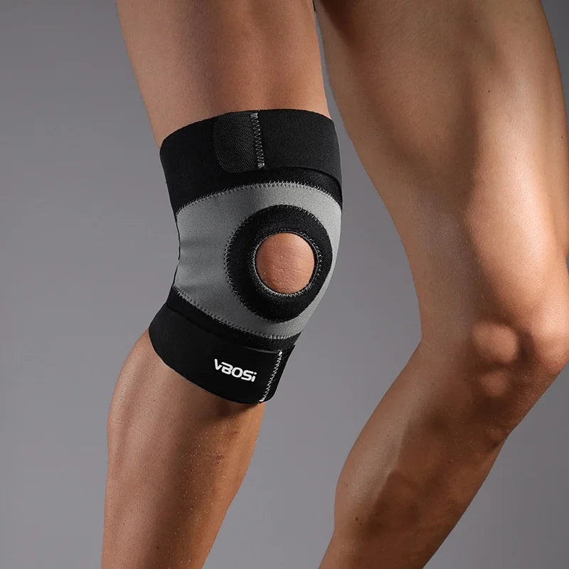 VBOSI 8138V 1Pc Sports Knee Support Neoprene Adjustable Magic Tape Compression Knee Brace for Basketball Football - One Size/Black - 5