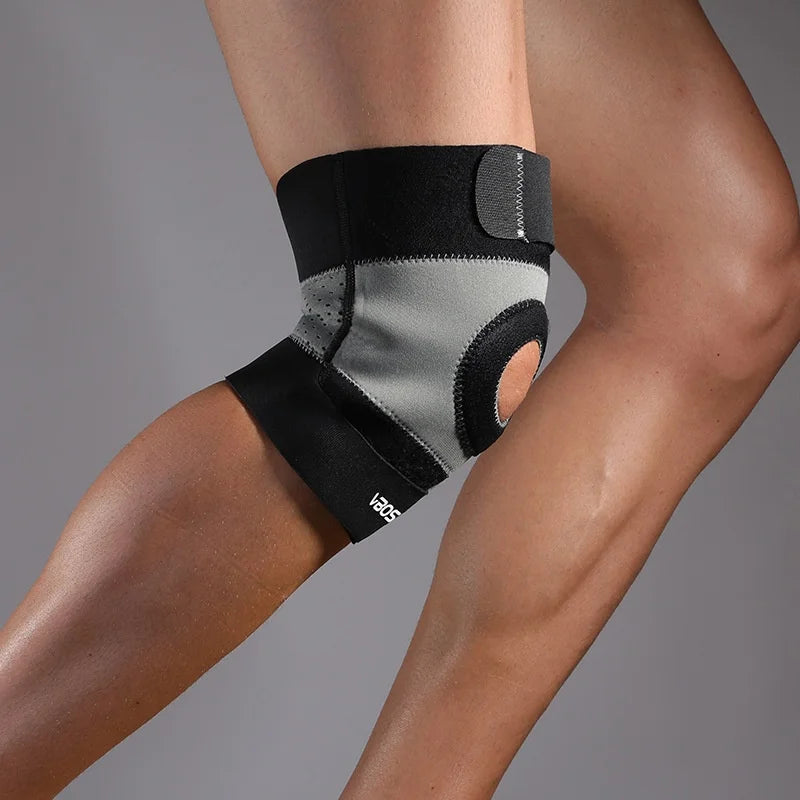 VBOSI 8138V 1Pc Sports Knee Support Neoprene Adjustable Magic Tape Compression Knee Brace for Basketball Football - One Size/Black - 6