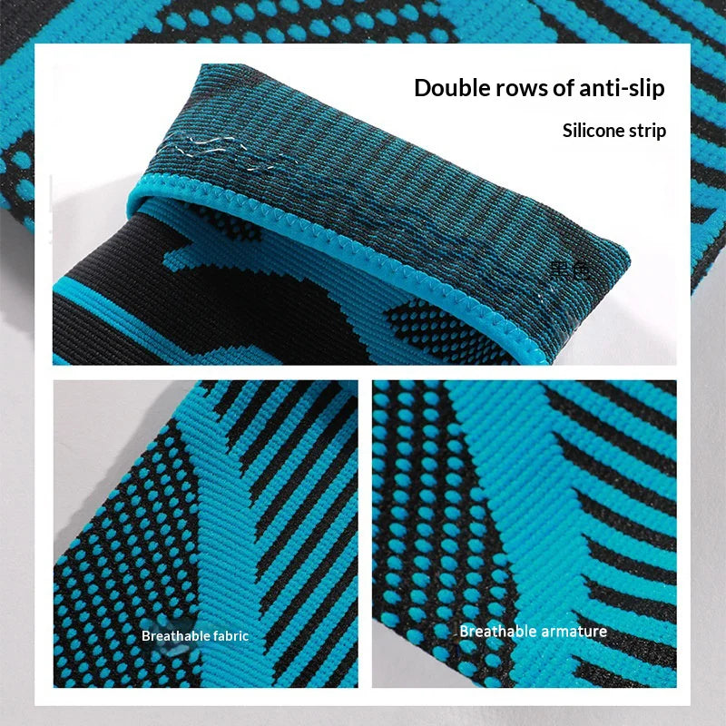 VBOSI 0877V 1Pc 3D Knitting Knee Support Breathable Anti-slip Sports Knee Brace for Tennis Running - M/Black Blue - 5