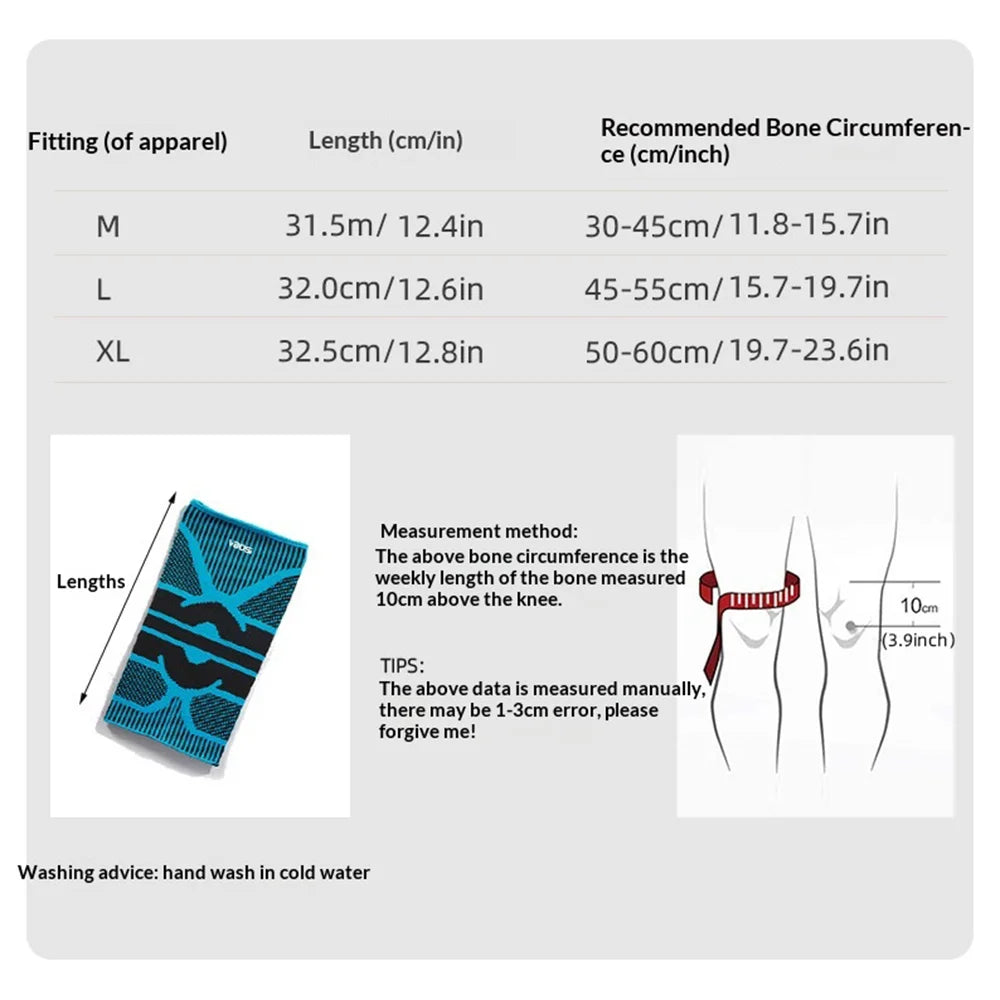 VBOSI 0877V 1Pc 3D Knitting Knee Support Breathable Anti-slip Sports Knee Brace for Tennis Running - M/Black Blue - 6