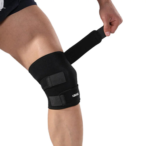 VBOSI 4538V 1Pc Dual Strap Compression Knee Support Basketball Cycling Anti-Slip Sports Knee Brace - Black - 1