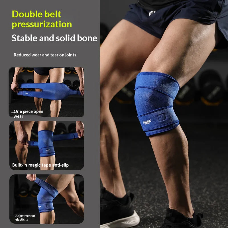 VBOSI 4538V 1Pc Dual Strap Compression Knee Support Basketball Cycling Anti-Slip Sports Knee Brace - Black - 4