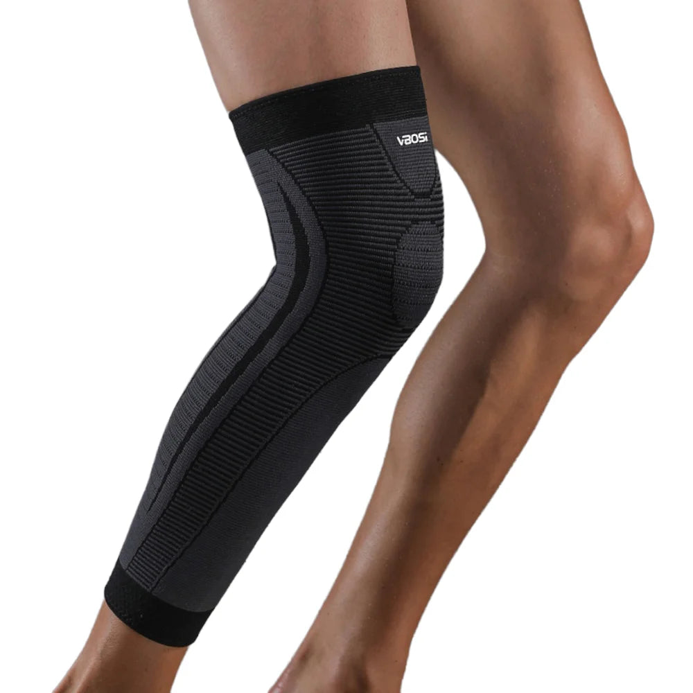 VBOSI 1467V 1Pc Sports Knee Support 3D Knit Long Compression Knee Sleeve for Basketball Hiking Cycling - M/Black - 1