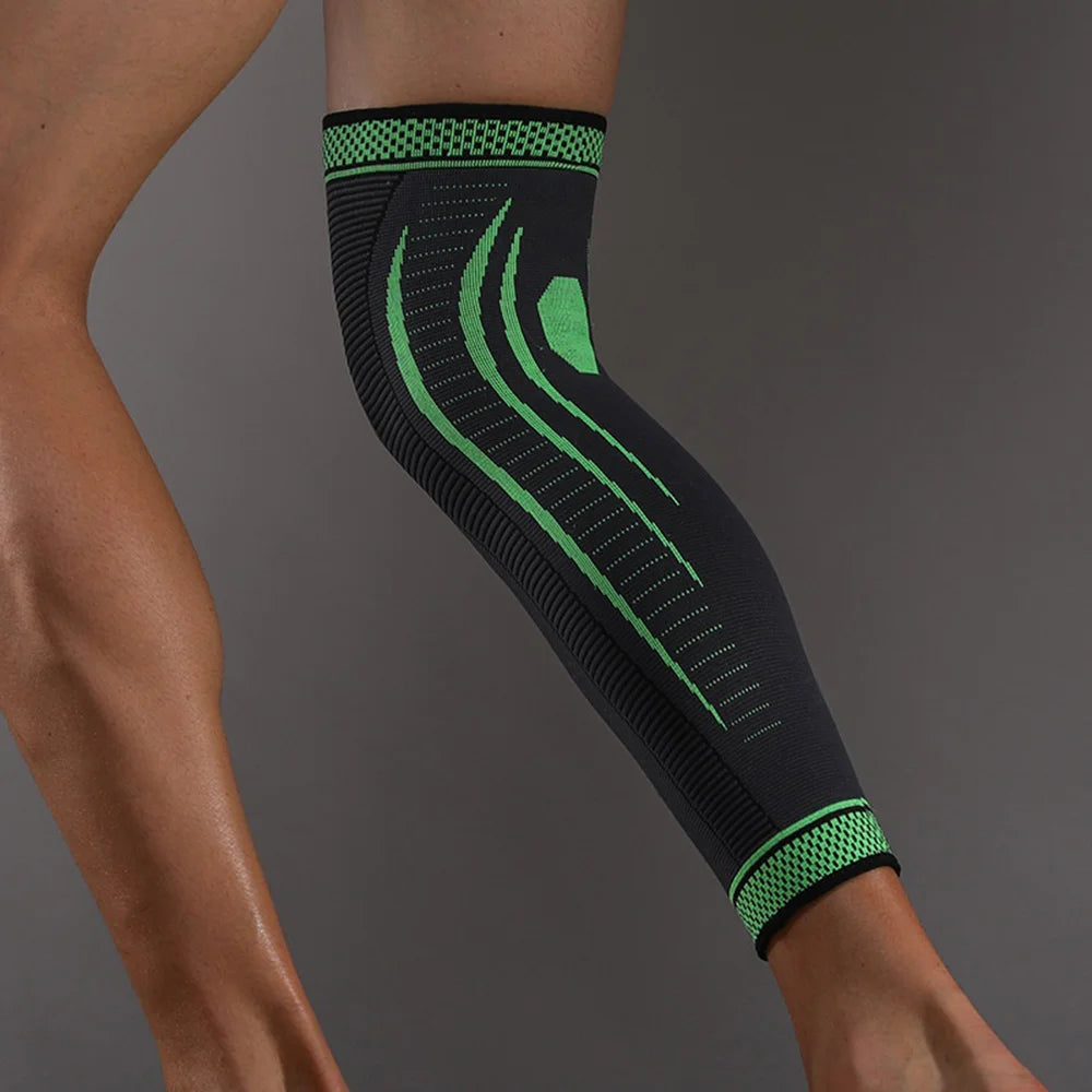 VBOSI 1467V 1Pc Sports Knee Support 3D Knit Long Compression Knee Sleeve for Basketball Hiking Cycling - M/Black - 4