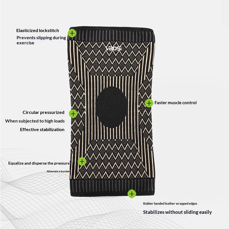VBOSI 3777V 1Pc Anti-Slip Sports Knee Brace 3D Knitted Breathable Compression Knee Support for Basketball Cycling - M/Dark Brown - 5