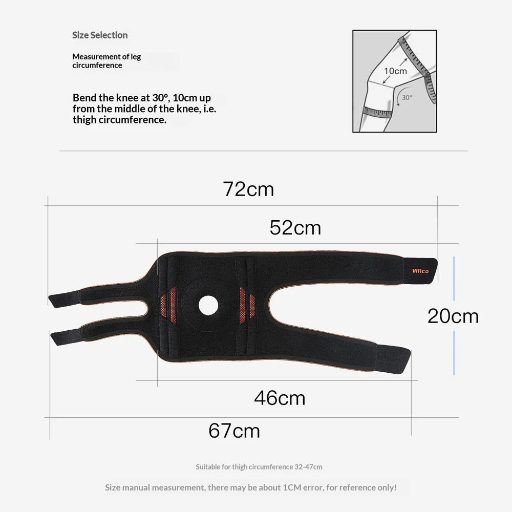VILICO AB168 1Pc Sports Knee Brace Spring Support Compression Knee Guard for Running Cycling Fitness - Black+Orange - 6