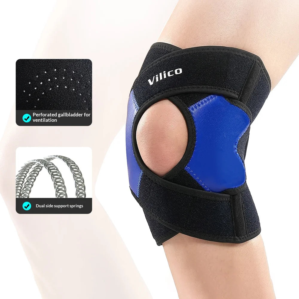VILICO AB197 1Pc X-Shaped Cross Strap Professional Sports Knee Brace Support for Running Basketball Cycling - M/Blue - 2