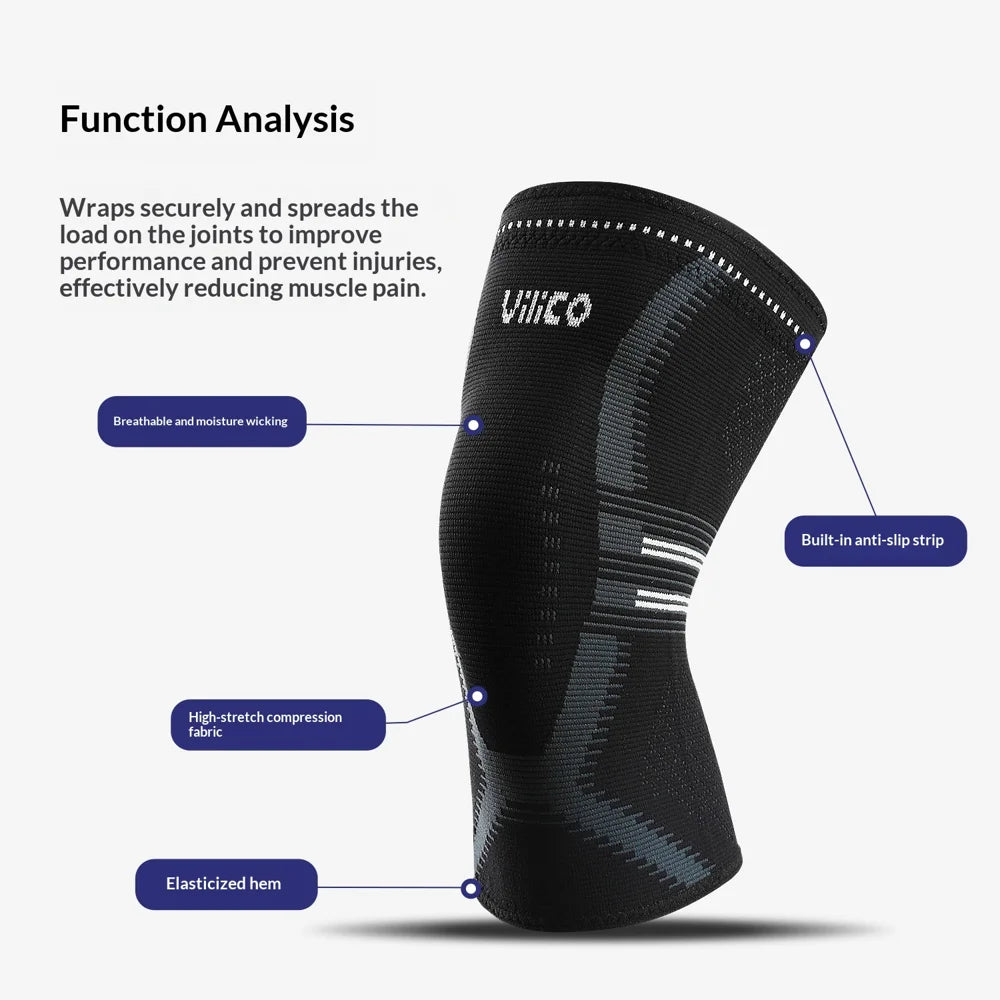 VILICO AB207 1Pc Knee Support Brace Anti-Slip Knee Sleeve for Basketball Football Running Marathon - M/Black - 2