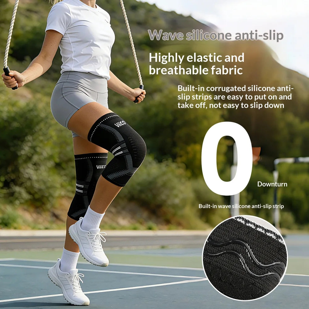 VILICO AB207 1Pc Knee Support Brace Anti-Slip Knee Sleeve for Basketball Football Running Marathon - M/Black - 5