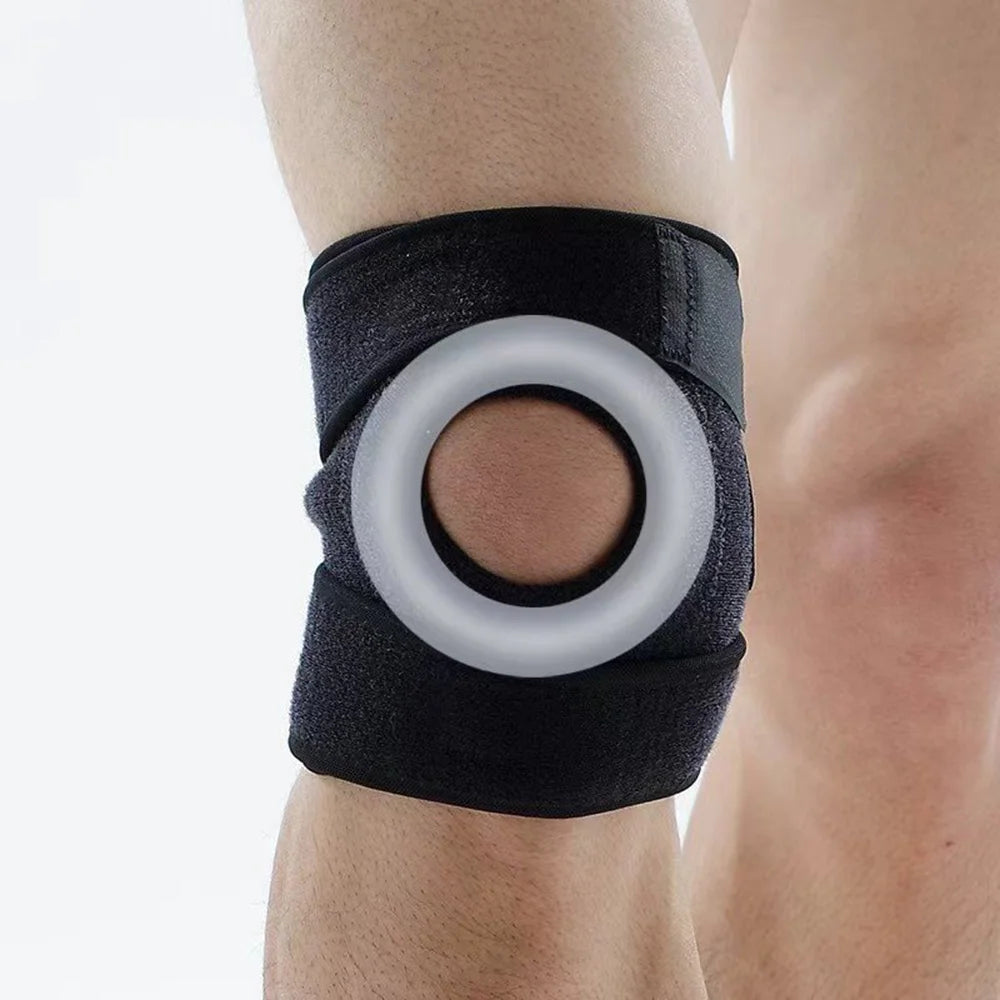 7706 1Pc EVA Silicone Padding Knee Support Adjustable Patella Protection Brace for Basketball Running - Black - 1