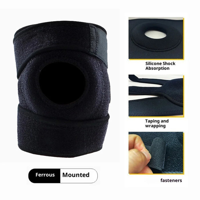 7706 1Pc EVA Silicone Padding Knee Support Adjustable Patella Protection Brace for Basketball Running - Black - 2