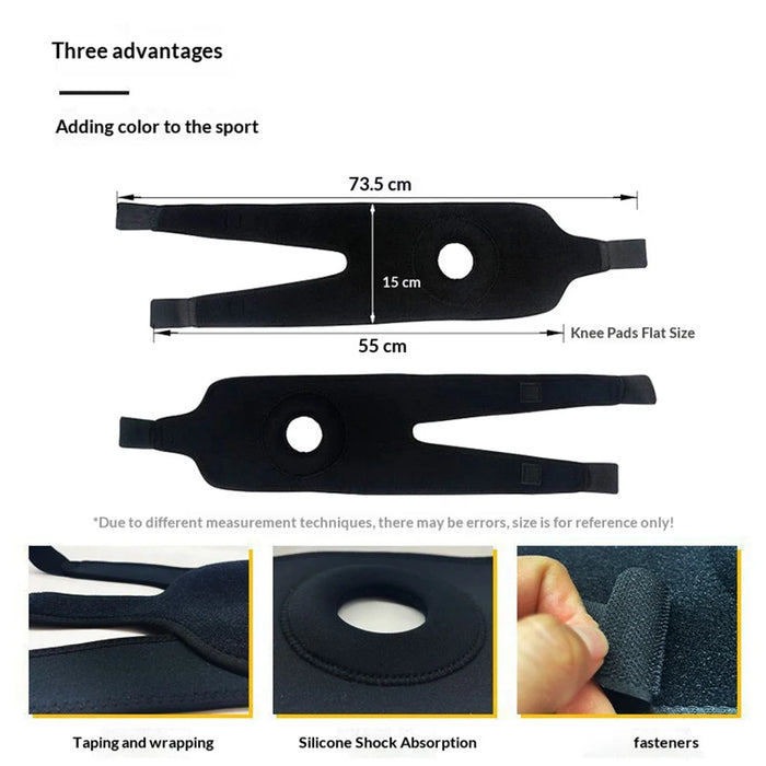 7706 1Pc EVA Silicone Padding Knee Support Adjustable Patella Protection Brace for Basketball Running - Black - 4