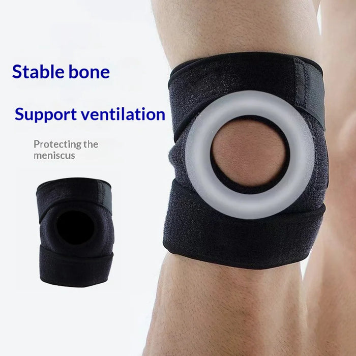 7706 1Pc EVA Silicone Padding Knee Support Adjustable Patella Protection Brace for Basketball Running - Black - 6