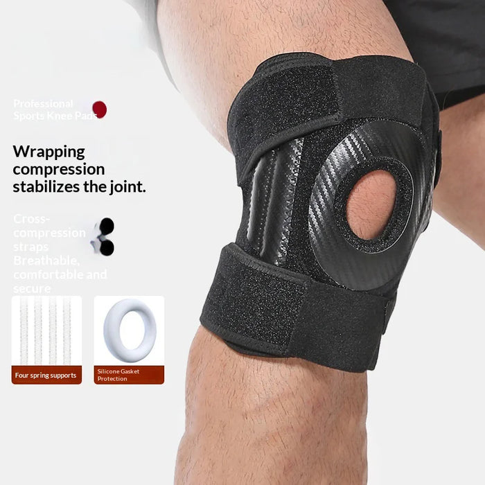 7933 1Pc Knee Brace 4 Spring Support Patella Stabilization Protection Knee Pad for Basketball Running - Color Bag Packaging - 3