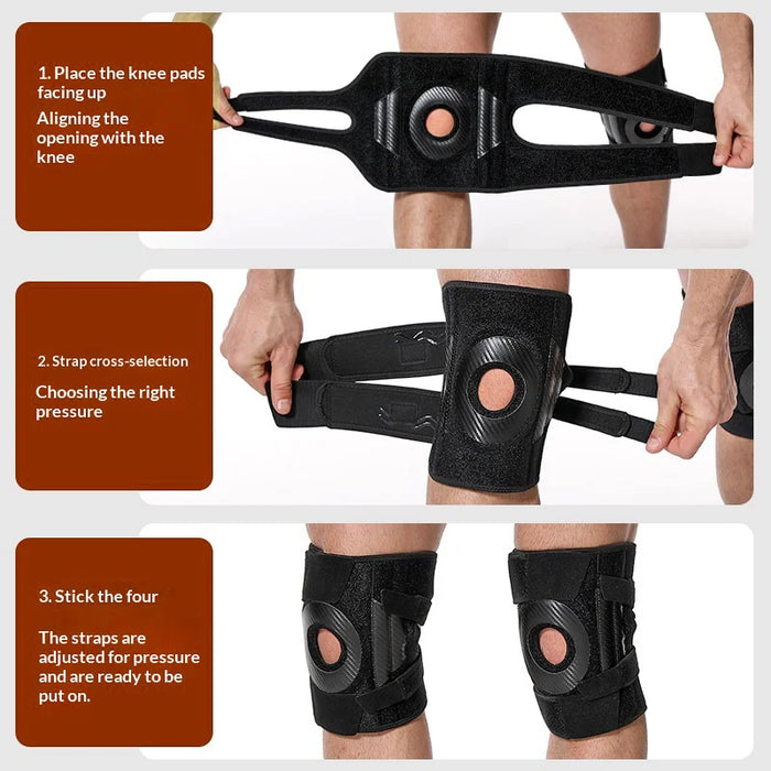 7933 1Pc Knee Brace 4 Spring Support Patella Stabilization Protection Knee Pad for Basketball Running - Color Bag Packaging - 5