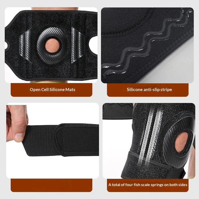 7933 1Pc Knee Brace 4 Spring Support Patella Stabilization Protection Knee Pad for Basketball Running - Color Bag Packaging - 6