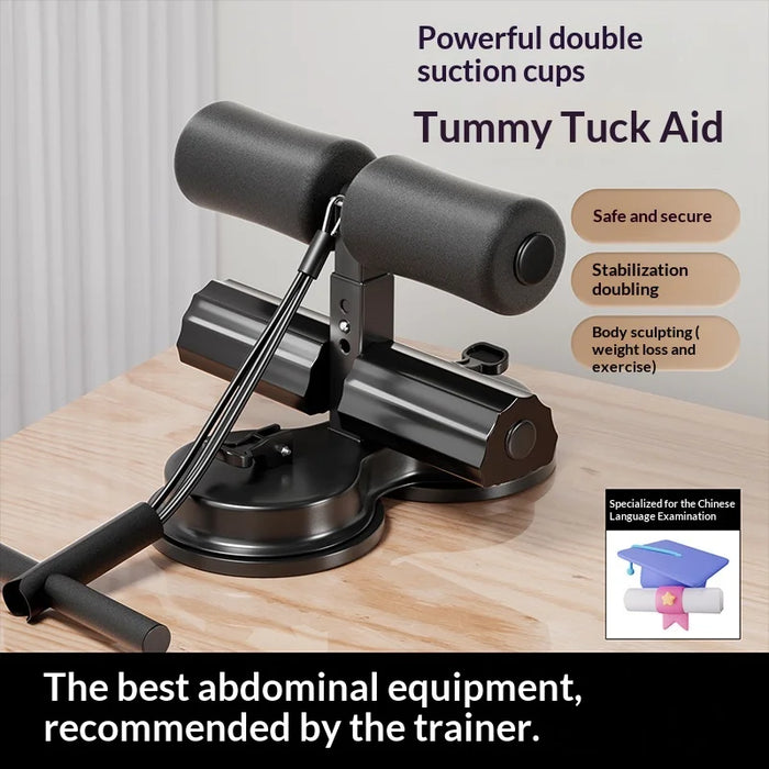 Sit Up Assistant Bar Home Gym Equipment 3-Level Height Adjustable Suction Cup Abdominal Trainer - Black - 4