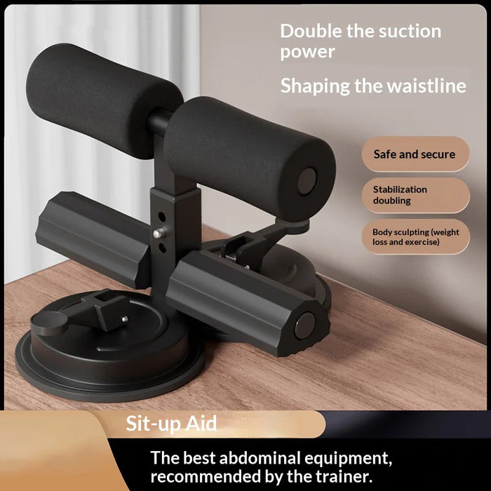 Sit Up Assistant Bar Home Gym Equipment 3-Level Height Adjustable Suction Cup Abdominal Trainer - Black - 5