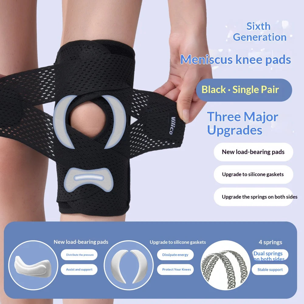 VILICO AB003 1Pc Breathable Knee Brace Sports Patella Support Pad for Running Cycling Hiking - S/Black - 2