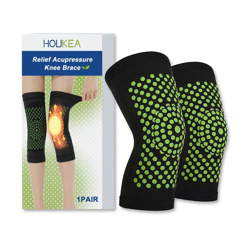 HOUKEA 1 Pair Knee Brace Breathable Elastic Knitted Thermal Support for Basketball Cycling Running - 1