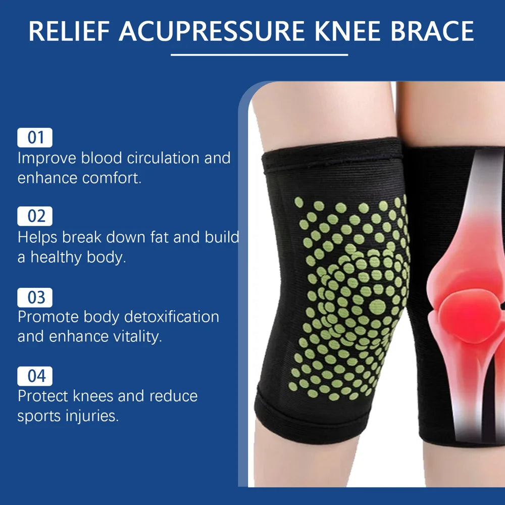 HOUKEA 1 Pair Knee Brace Breathable Elastic Knitted Thermal Support for Basketball Cycling Running - 6