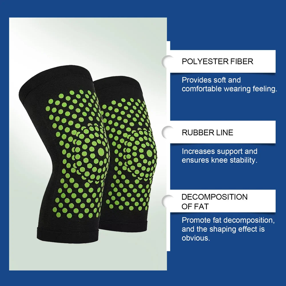 HOUKEA 1 Pair Knee Brace Breathable Elastic Knitted Thermal Support for Basketball Cycling Running - 7