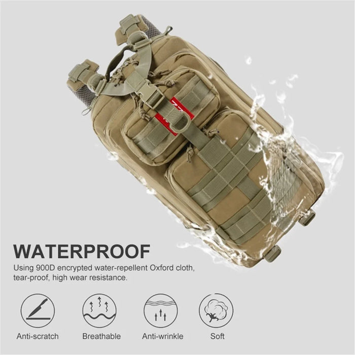 JUNSUNMAY J002 Large Hiking Backpack 30L Waterproof Bag Daypack Molle Shoulders Backpack for Outdoor Sports Camping Travel - Khaki - 3