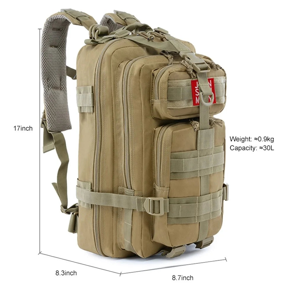 JUNSUNMAY J002 Large Hiking Backpack 30L Waterproof Bag Daypack Molle Shoulders Backpack for Outdoor Sports Camping Travel - Khaki - 6