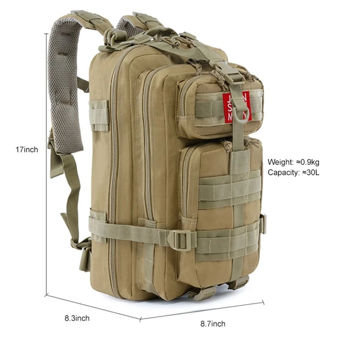 JUNSUNMAY J002 Large Hiking Backpack 30L Waterproof Bag Daypack Molle Shoulders Backpack for Outdoor Sports Camping Travel - Khaki - 6