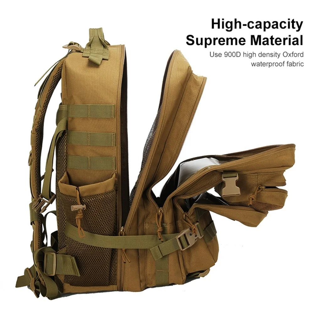JSM J004 45L Multipurpose Hiking Trekking Rucksack Waterproof Large Military Tactical Backpack Outdoor Army Assault Pack - Army Green - 4